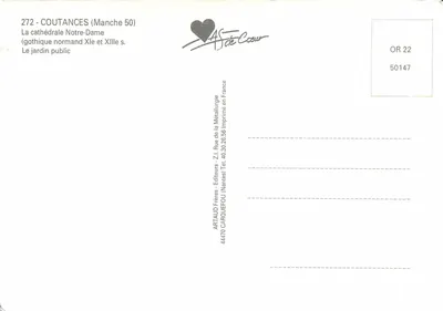 Coutances — Normandia — editor ARTAUD Frères — Verso