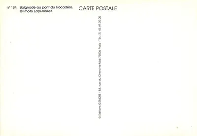 Baignade au pont du Trocadéro — Éditeur GENDRE, n° 184 — Verso