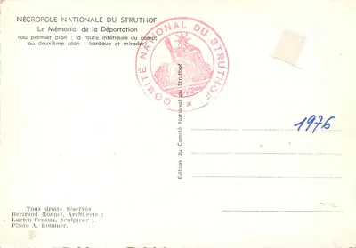 Necrópole Nacional do Struthof — Memorial da Deportação — Edição 1976 — Verso