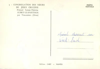 Pryoryteta św. Teresy — Aubry-le-Panthou — Wydawnictwo Gaby, Nantes — Rewers