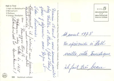Hall in Tirol — widok panoramiczny i krajobrazy — wydawca Alpina, nr 205 — Rewers