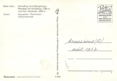 Der Mondsee — paisagens e monumentos — Verlag Alfred Gründler, S 609 — Verso