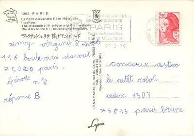 Puente Alexandre III — Hotel de los Inválidos — Editor LYNÁ, n°1362 — Reverso