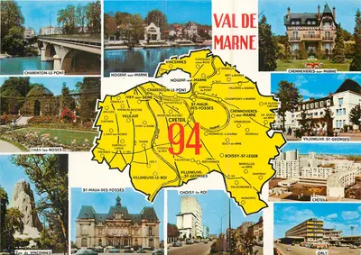 Val-de-Marne — cartão postal turístico com mapa do departamento — Impressions COMBIER Macon