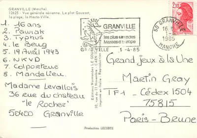 Granville (Manche) — Vista generale aerea — Éditions Normandes LE GOUSET — Verso