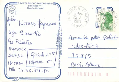 Grotte de Choranche (Isère) — Siphon terminal — Société d'Agences et de Diffusion Bobillot, Épisode n°8 — Verso