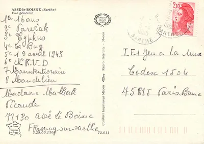 Asse-le-Boisne (Sarthe) — Vista general — Imprenta Combier Mâcon — Reverso