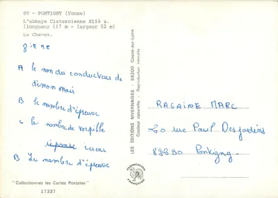 Abadia Cisterciense de Pontigny — XIIº século — Edições Nivernaises — Verso