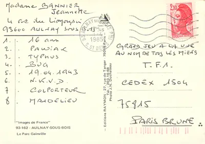 O Parque Gainville — Aulnay-sous-Bois — Edições J.N. Duchateau — Verso