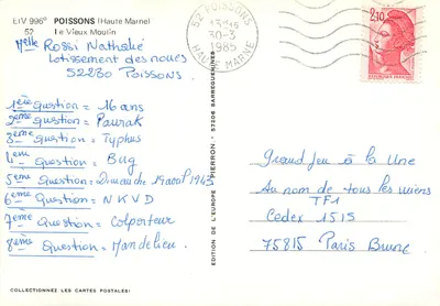 O Velho Moinho — Poissons (Haute-Marne) — Édition de l'Europe — Verso