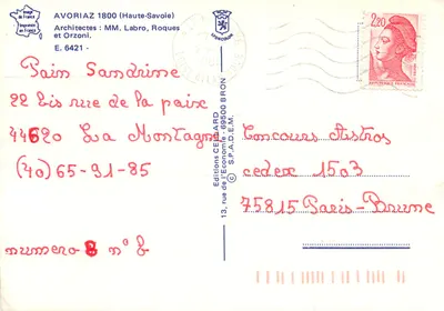 Avoriaz 1800 — Vista panorâmica dos Dentes do Meio — Edições C.E.L.A.R.D. — Verso