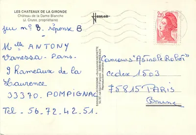 Castelo da Dama Branca — Gironde — Edições LA CIGOGNE — Verso