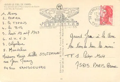 Place Charles-de-Gaulle — Arc de Triomphe — Wydawnictwo P.I. Versailles — Rewers