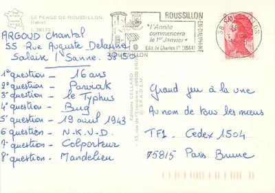 O PÉAGE de Roussillon — Editor Cellard, n° 38173 — Verso