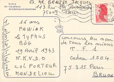 Parijs — Luchtfoto van de Basiliek van het Heilig Hart — Editions Chantal, n° 434 — Achterkant