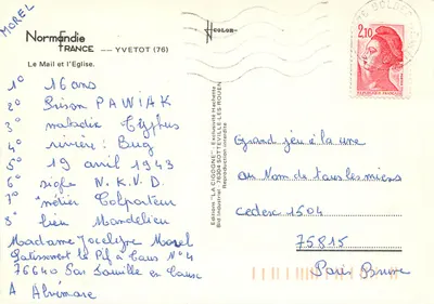 Yvetot — A Praça do Mail e a Igreja — Edições 'LA CIGOGNE', Sotteville-lès-Rouen — Verso
