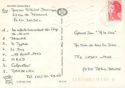 Bolbec — widok ratusza, kościoła i ulic — wydawca Mâcon — Rewers