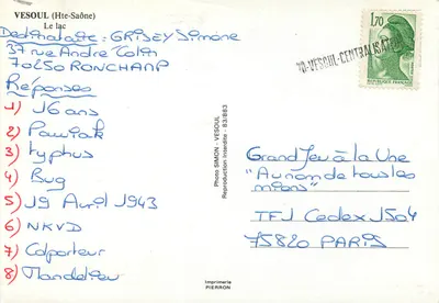 Vesoul (Alta-Saône) — O lago — Foto SIMON - Vesoul - 83/883 — Verso