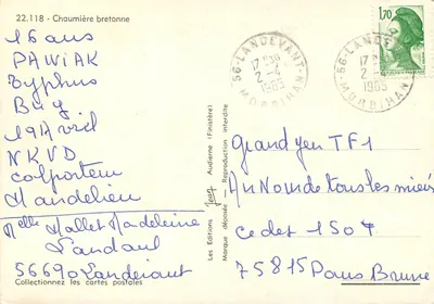 Chalé breton — 22.118 — Audierne (Finistère) — Edições Jean — Verso