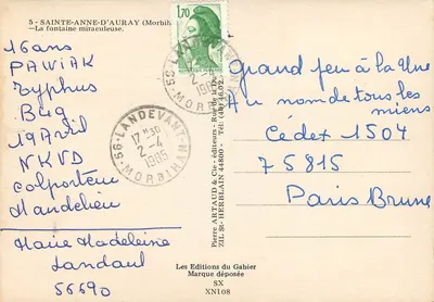 Sainte-Anne-d'Auray — Fontanna cudowna — Les Éditions du Gabier, n° SXN108 — Rewers