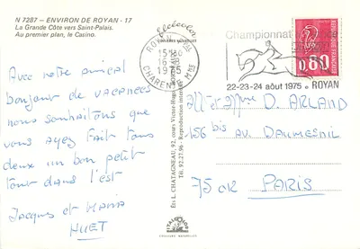 Vue aérienne de la Grande Côte vers Saint-Palais — Éditeur Elcée, N° 7287 — Verso