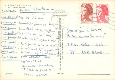 Fireworks and Illuminations — Competition — Publishers Artaud Frères — Back