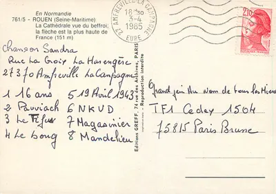 Katedra w Rouen — widok z dzwonnicy — Wydawnictwo GREFFE, 761/5 — Rewers