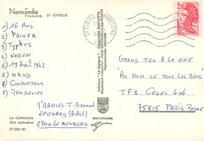 Catedral de Évreux — Normandia — Edições 'La Cigogne' n°27.229.167 — Verso