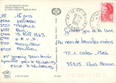 Le Neubourg — Castelo de Harcourt, Igreja de São Paulo — Impressor Laurier d'Or — Verso