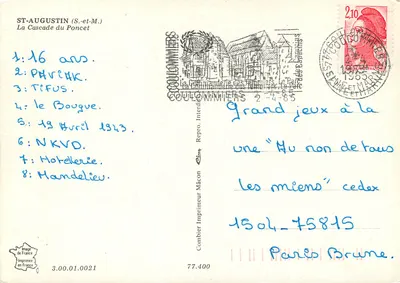 A Cascata do Poncet — Saint-Augustin (S.-et-M.) — Impressora Couloigniers — Verso