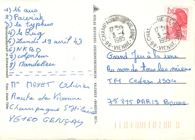 Zamieczona chatka — Las sosnowy — Verlag Deutsches Jugendherbergswerk, kalendarz 1977 — Rewers