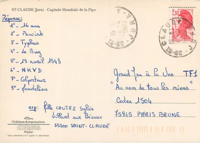 Saint-Clair (Jura) — Capital Mundial do Charuto — Éditions & Impressions Comdier — Verso