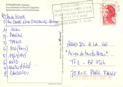 Strasbourg (Alsacja) — Widok ogólny i Gniazdo Cigóg, Wydawnictwo Romains — Rewers