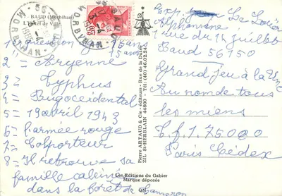 Hôtel de Ville — Baud (Morbihan) — Pierre Artaud & Cie, editor — Verso