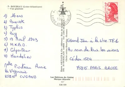 Boussay (Loire-Atlântique) — Vista geral — Pierre Artaud & Cie, ZIL St-Herblain — Verso