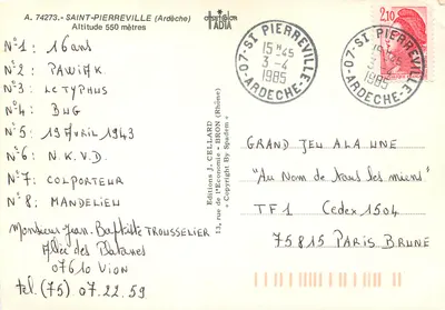 Nowoczesna pocztówka Saint-Pierreville (Ardeche) — Rewers