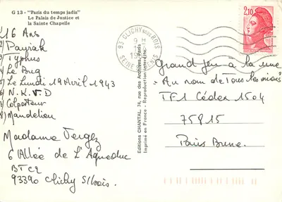O Palácio de Justiça e a Capela Santa — Paris no tempo passado — Éditions Chantal — Verso