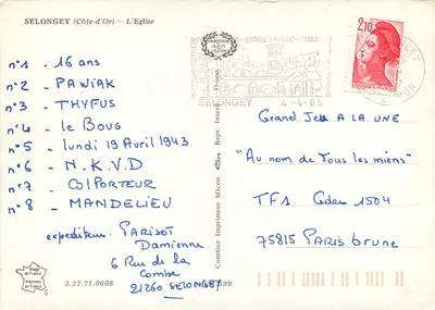 Selongey (Côte-d'Or) — A Igreja — Impressor Combier — Verso