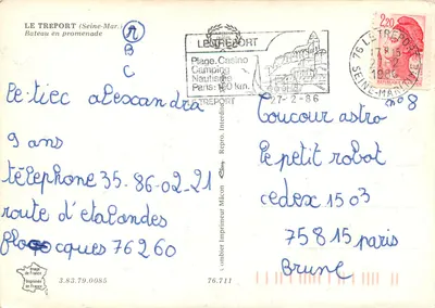 Barco em passeio — Le Treport (Seine-Maritime) — Impressor Le Treport — Verso
