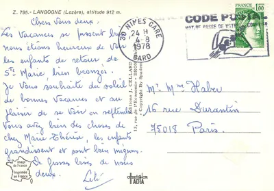 Langogne (Lozère) — widok panoramiczny — wydawnictwo J. Cellard — Rewers