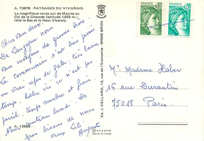 Côte de Mayres — krajobrazy Vivarais — wyd. J. Cellard, nr 13588 — Rewers