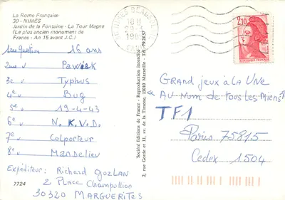 Wieża Magne — Ogród Fontaine — Nîmes — Wydawnictwo Francuskie — Rewers