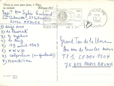 Dahlias — edição Bébé — No. 2274 — Verso