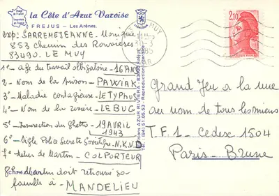 Ruínas romanas em Fréjus — As Arenas — Éditions AZUR — Verso