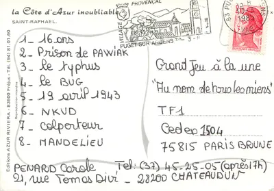 St RAPHAEL — praia e edifícios — Éditions AZUR RIVIERA — Verso