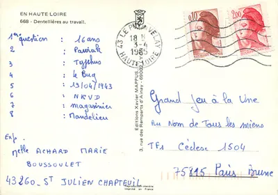 Quatro mulheres rendeiras em Dentellières — Alta-Loire — Éditions des Remparts d'Ainay — Verso