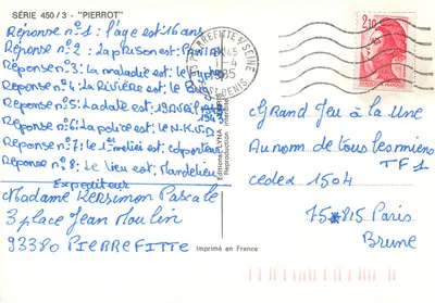 Pierrot — Série 450/3 — Éditions LYNDA — Rewers