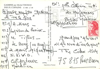 Dwa przyjaciele — Dzieci przez Michel Thomas — C/100 - n°49 — Rewers