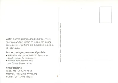 Jardins de Paris — Visites guidées 2000 — Mairie de Paris — Verso