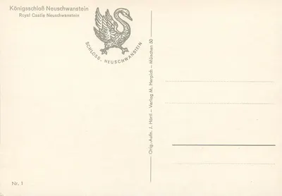 Castelo de Neuschwanstein — vista panorâmica — editor J. Härhl, série n°1 — Verso